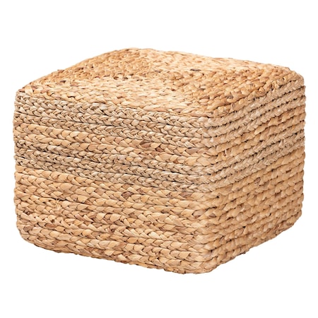 Bali & Pari Marella Modern Bohemian Natural Brown Seagrass Accent Footstool 240-13478-ZORO